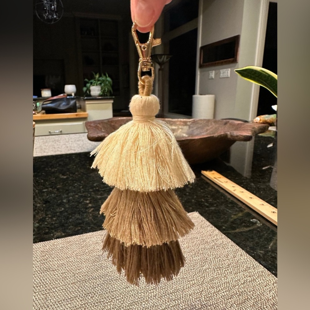 Boho Tassel Keychain or Bag Charm in Cream and Browns